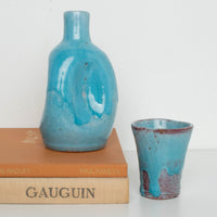 Vintage Blue Stoneware Carafe Set