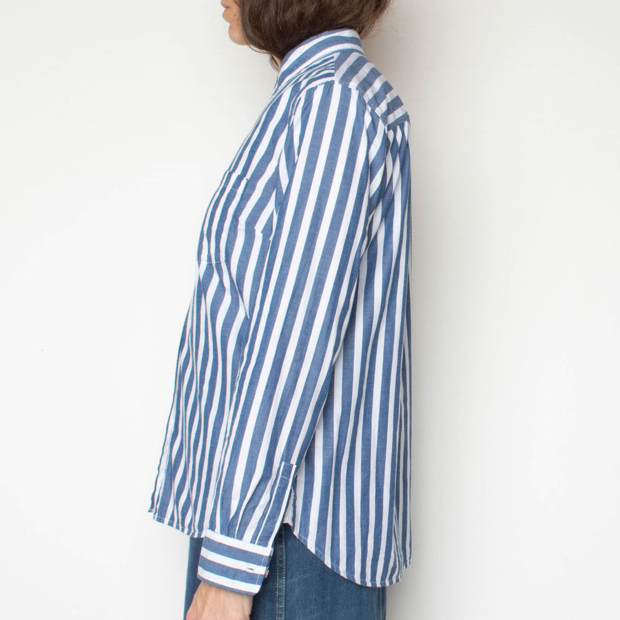 Blue Stripe Cotton Button-Down