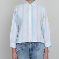 Stripe Cotton Crop Shirt M