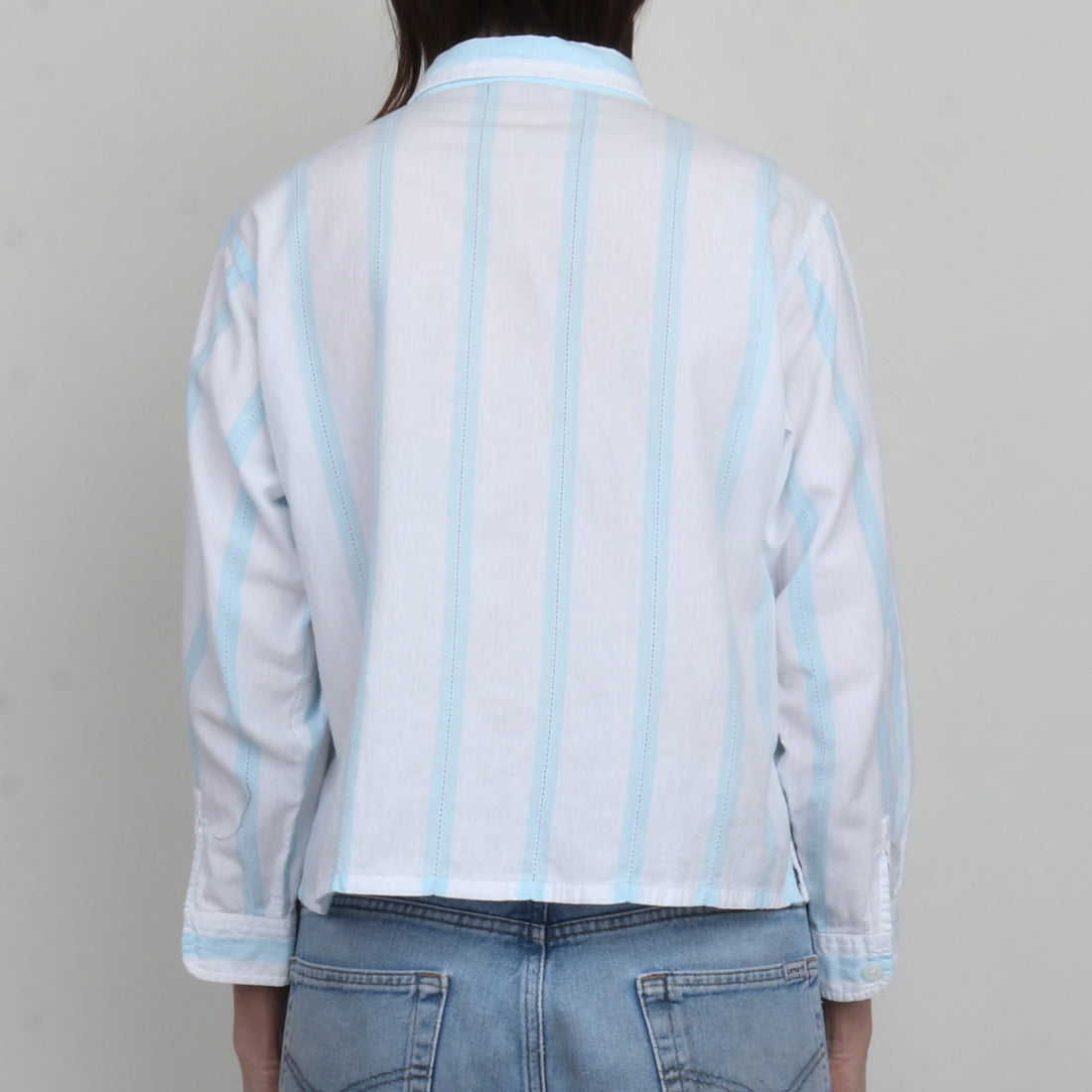 Stripe Cotton Crop Shirt M