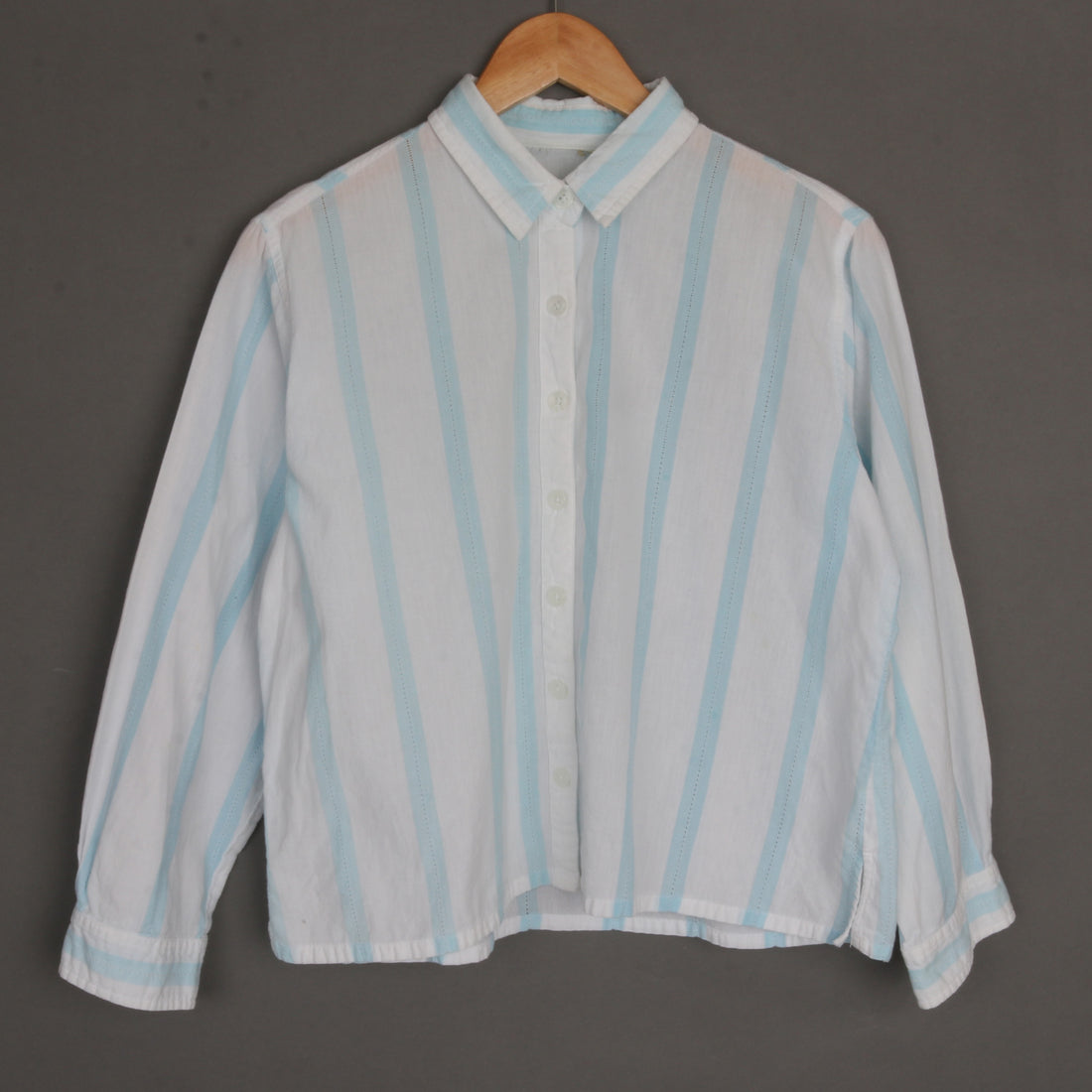 Stripe Cotton Crop Shirt M