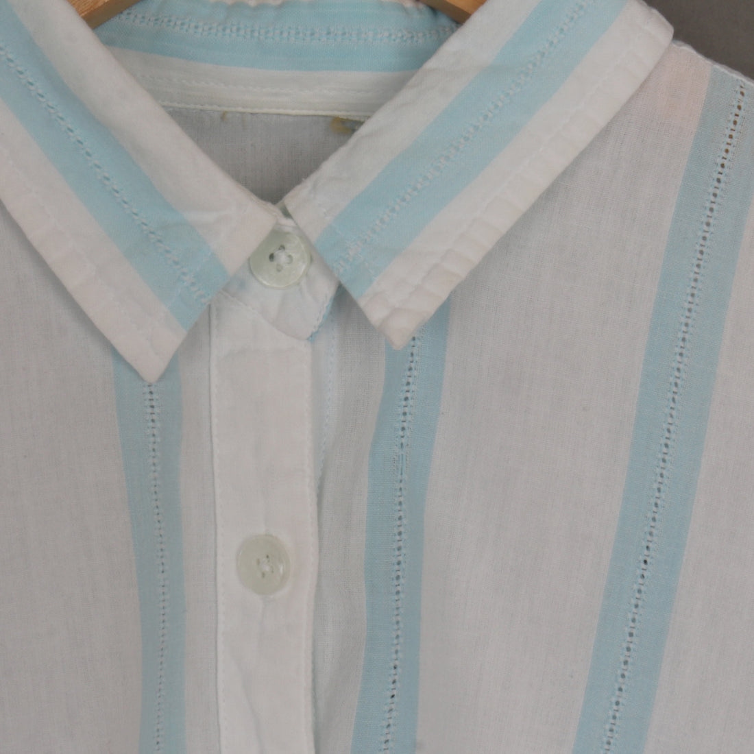 Stripe Cotton Crop Shirt M