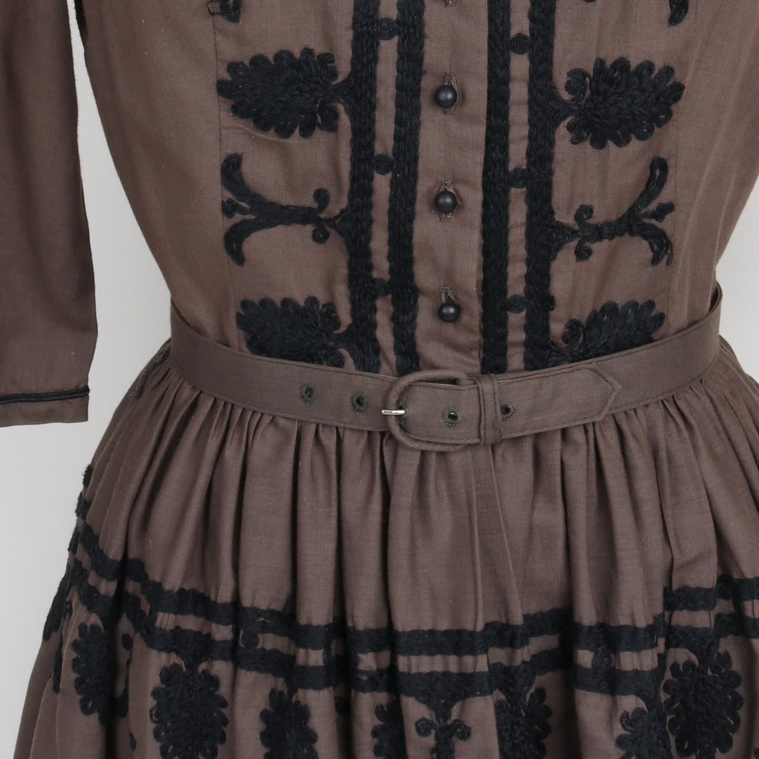 1950s L'Aiglon Embroidered Dress XS