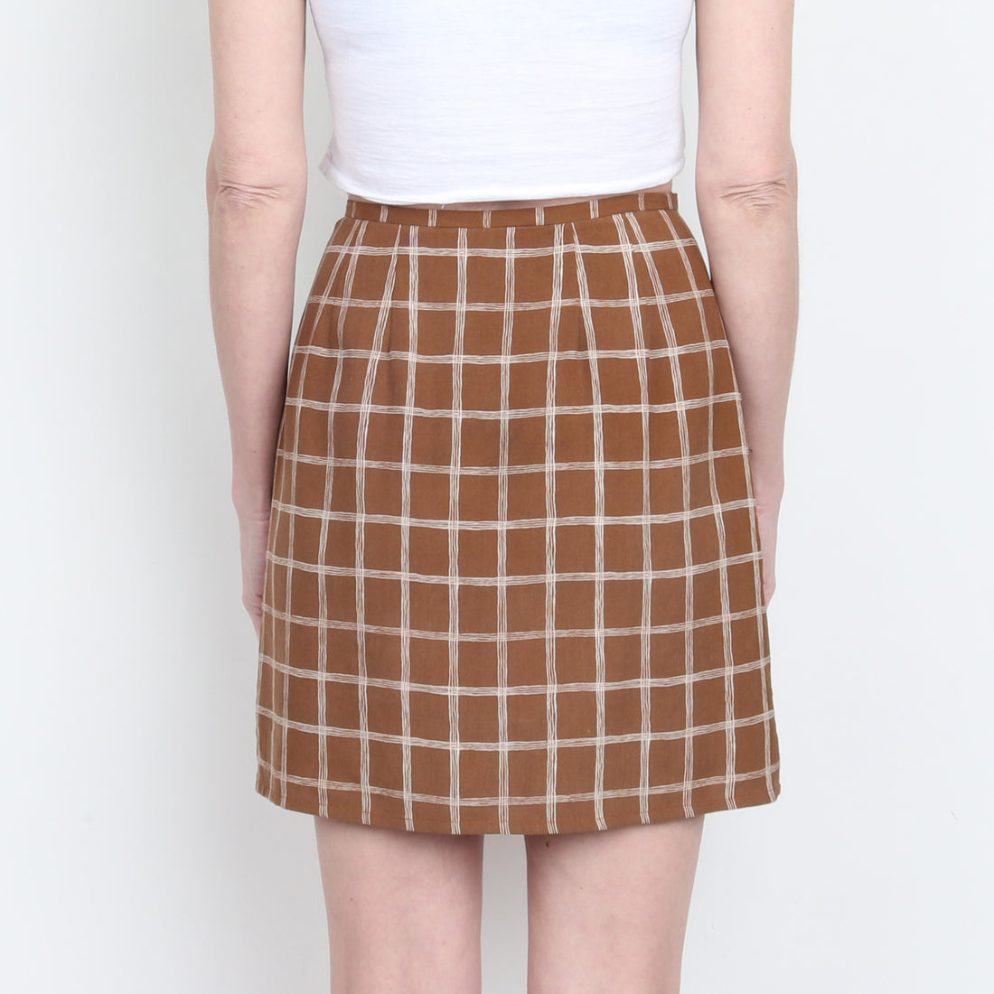 Plaid Silk Mini Wrap Skirt
