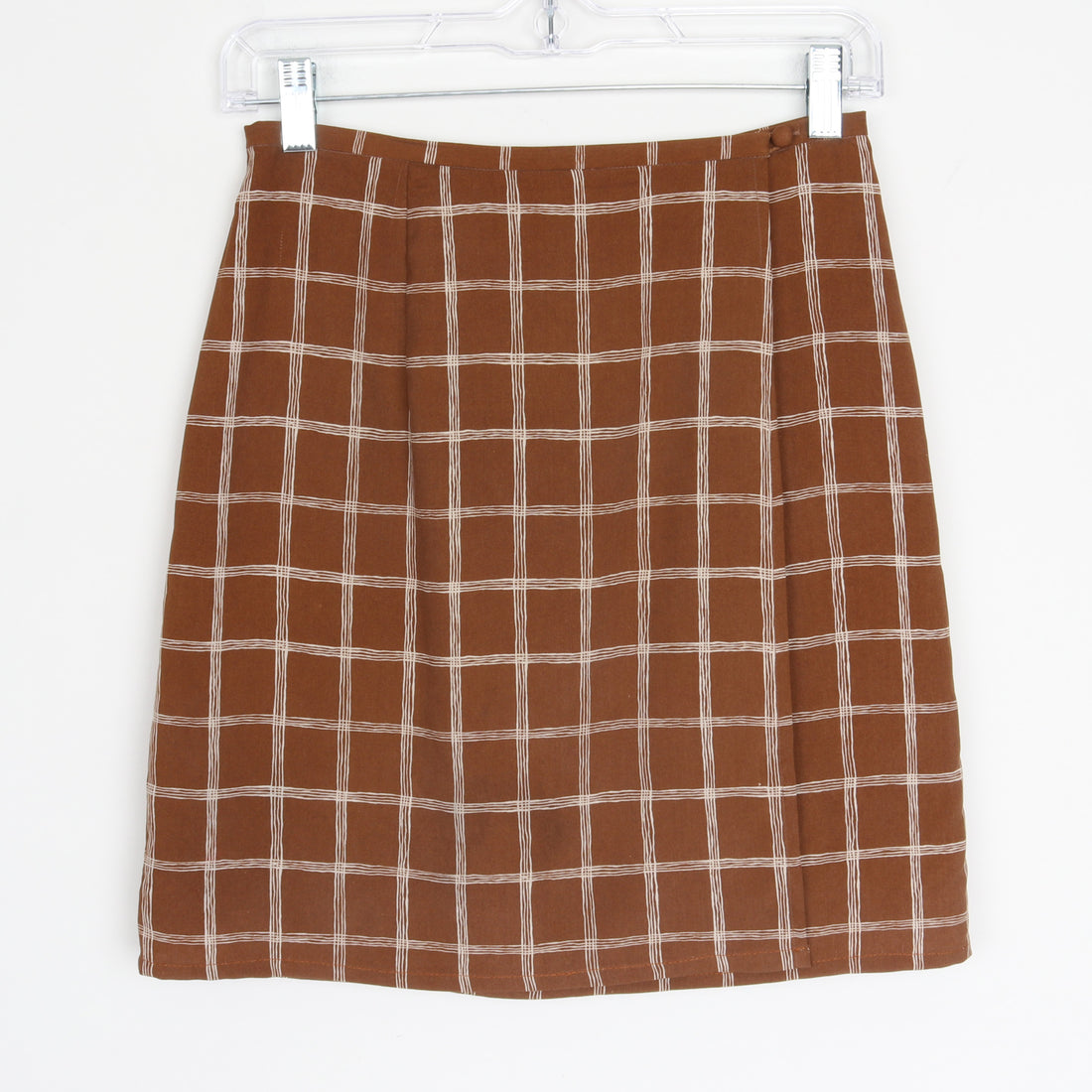Plaid Silk Mini Wrap Skirt
