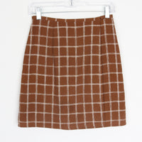 Plaid Silk Mini Wrap Skirt