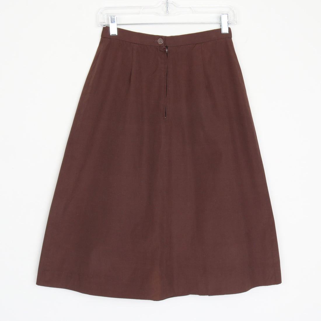 70s Brown Cotton Pleated Midi Skirt