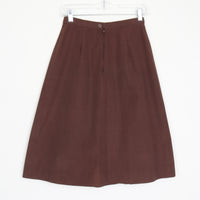 70s Brown Cotton Pleated Midi Skirt