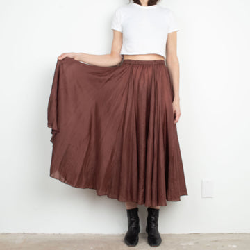 Brown Silk Maxi Skirt