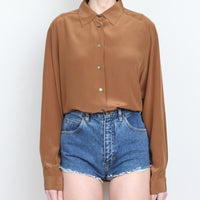 Brown Silk Blouse L