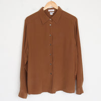 Brown Silk Blouse L