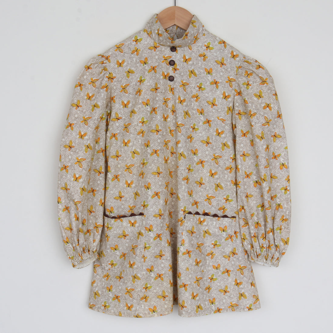 70s Butterfly Print Dress Size 8