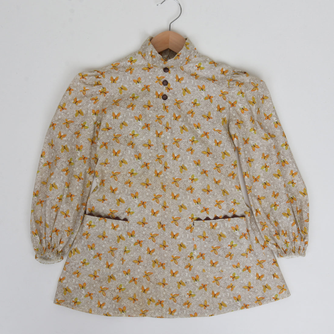 70s Butterfly Print Dress Size 8