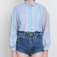 80s Stripe Chambray Cotton Shirt