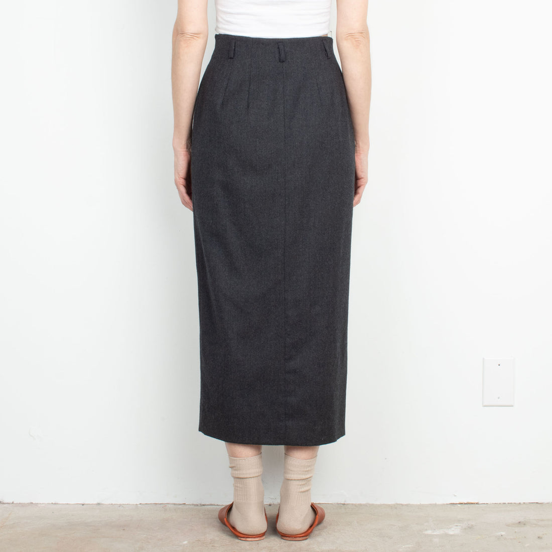 Charcoal Wool Maxi Skirt