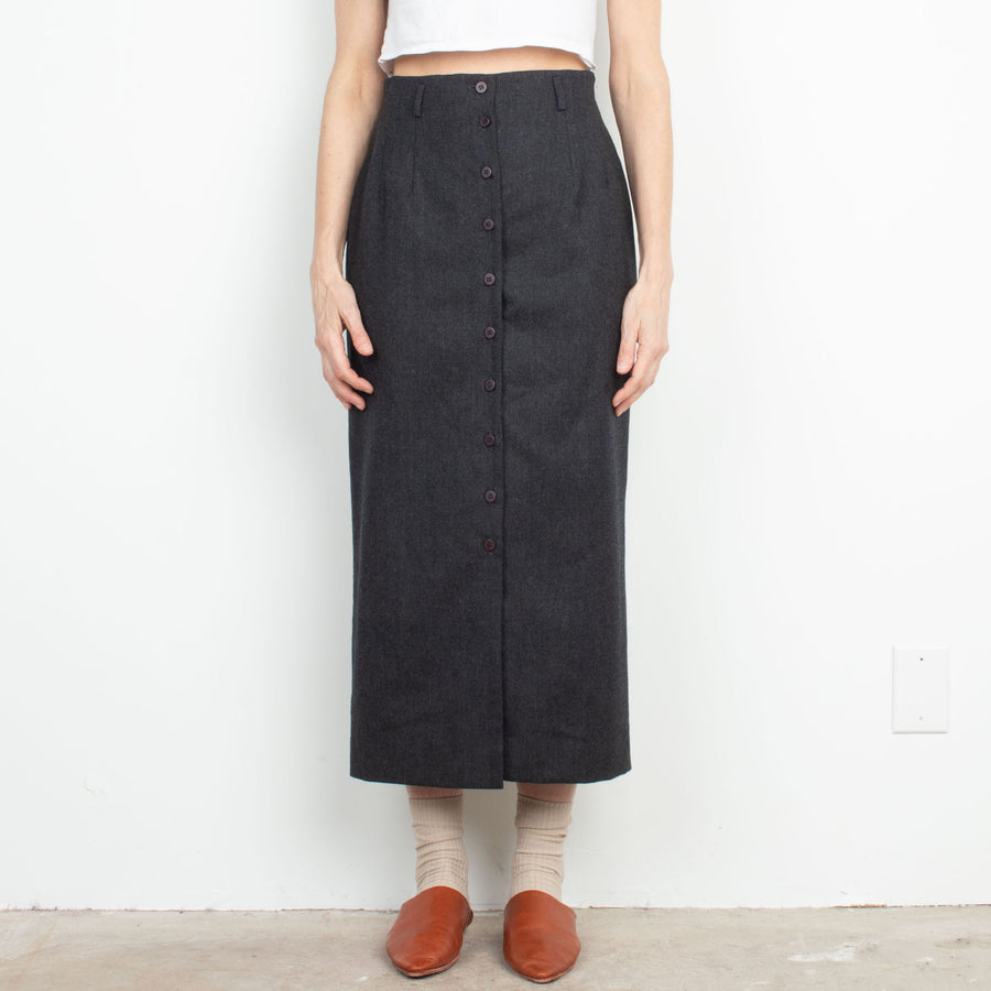 Charcoal Wool Maxi Skirt