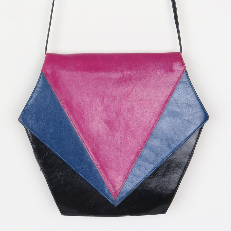 80s Color Block Leather Purse