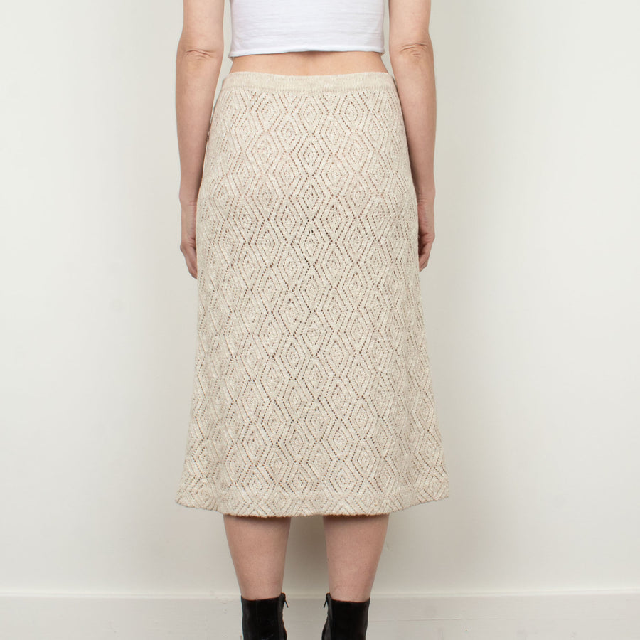 Pointelle Knit Midi Skirt