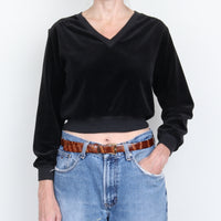 1970s Velour V Neck Crop