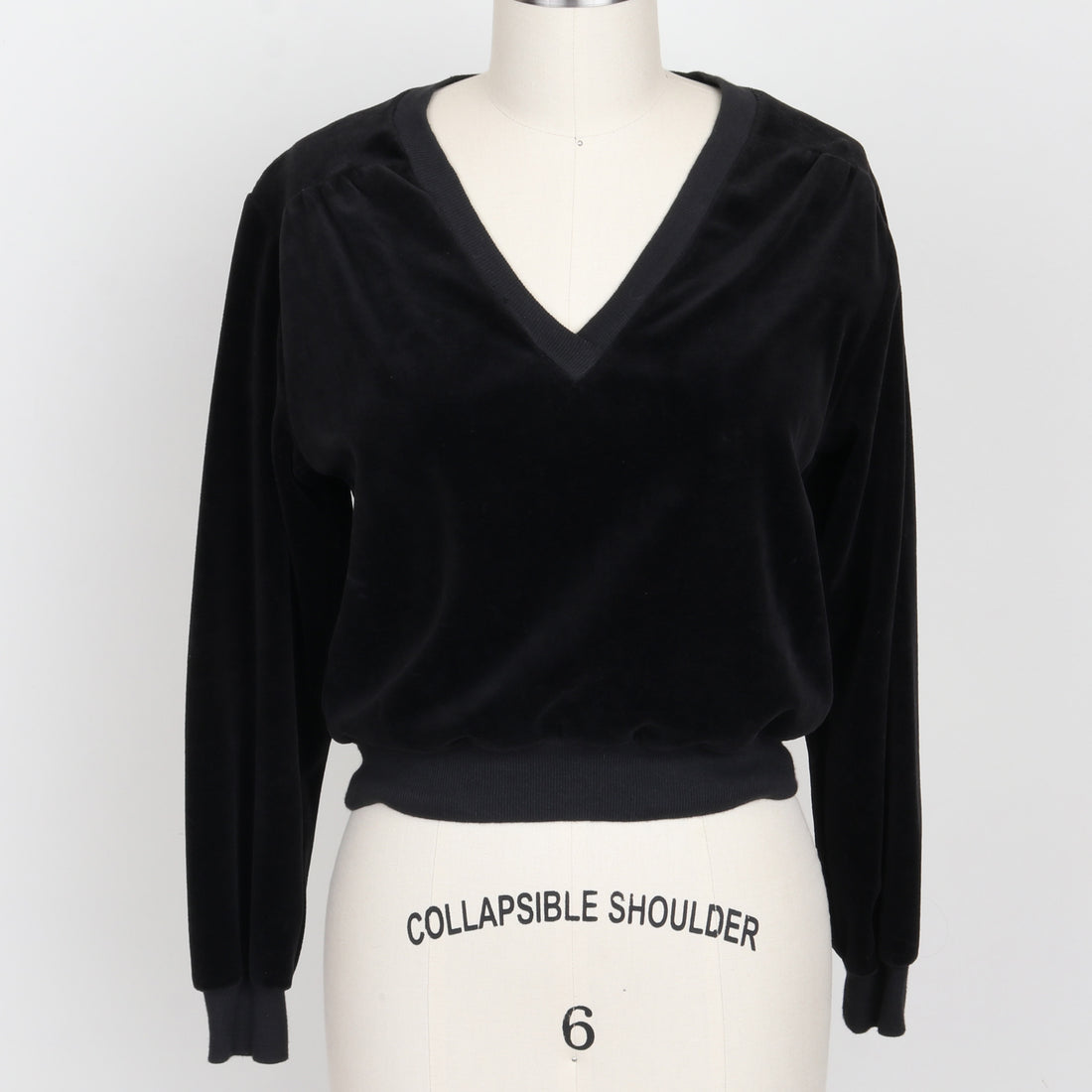 1970s Velour V Neck Crop