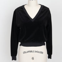1970s Velour V Neck Crop