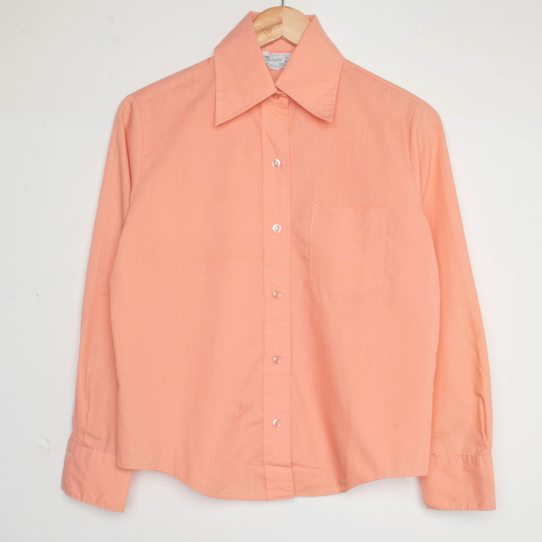 70s Peach Dagger Collar Blouse