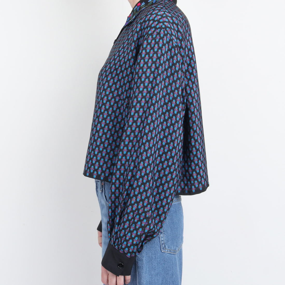 Diane Von Furstenberg Silk Crop Shirt XXL