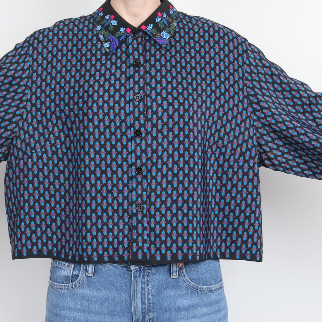 Diane Von Furstenberg Silk Crop Shirt XXL