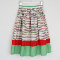 1970s Embroidered Stripe Patio Skirt S