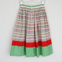 1970s Embroidered Stripe Patio Skirt S