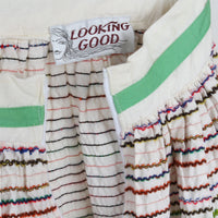 1970s Embroidered Stripe Patio Skirt S
