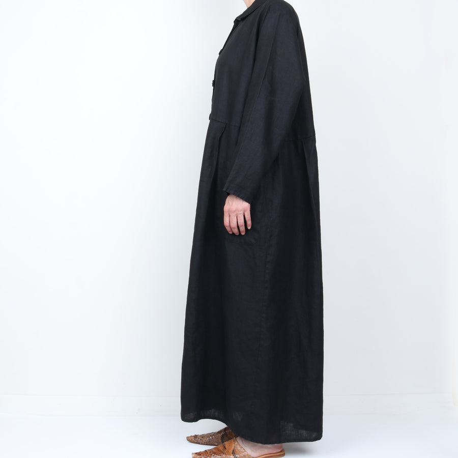 Black Linen Maxi Dress / Duster