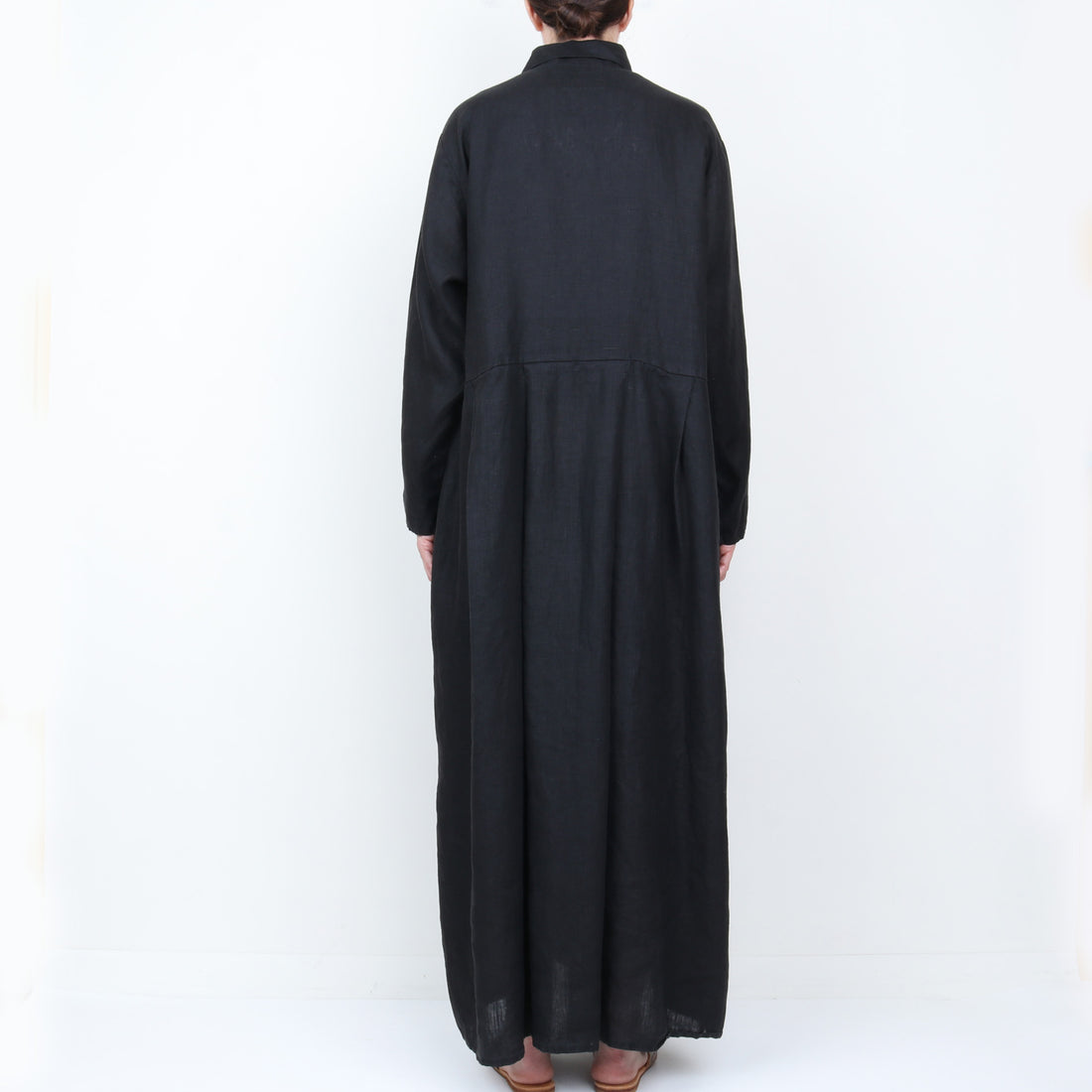Black Linen Maxi Dress / Duster