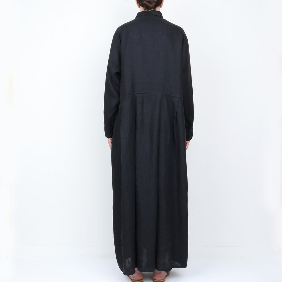 Black Linen Maxi Dress / Duster