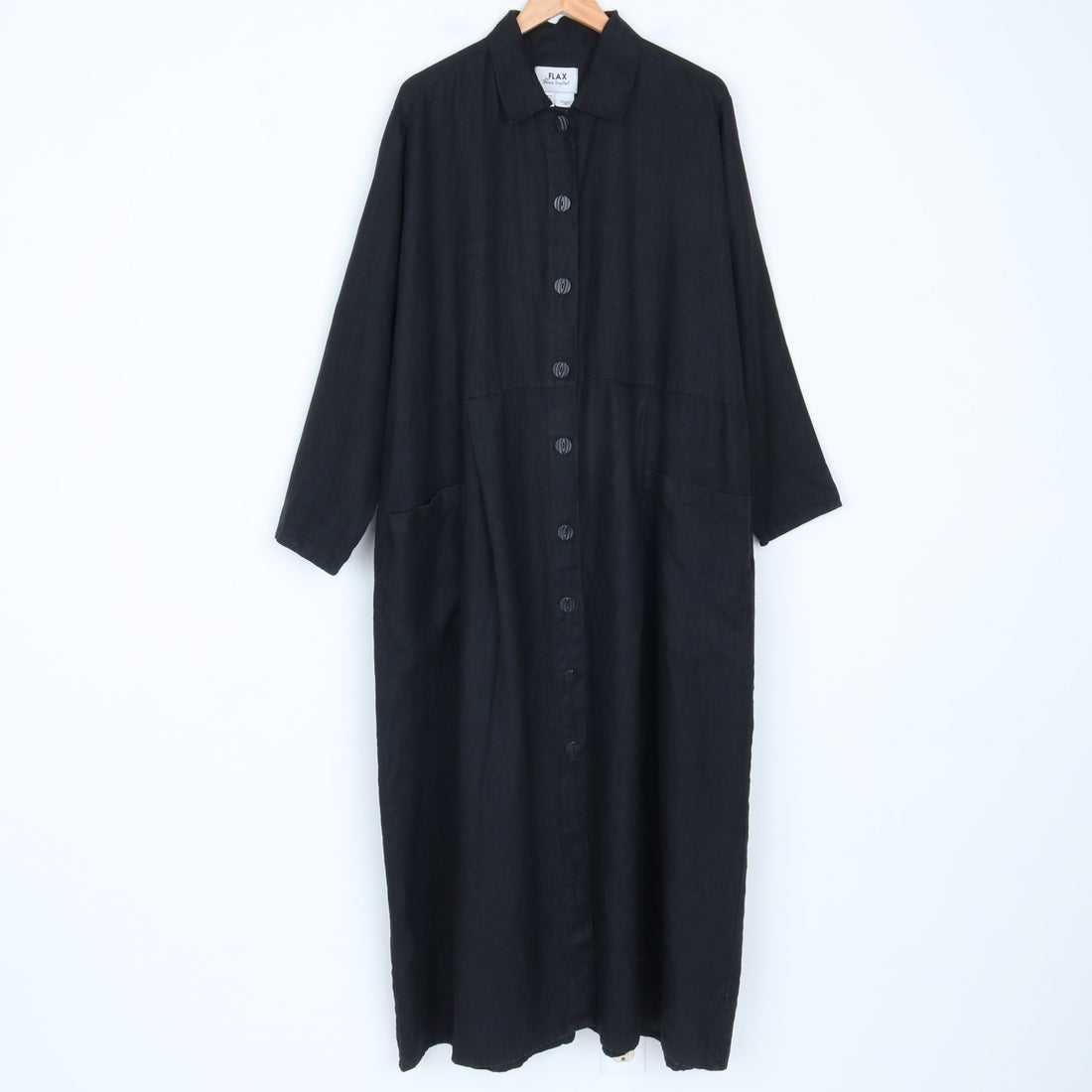 Black Linen Maxi Dress / Duster