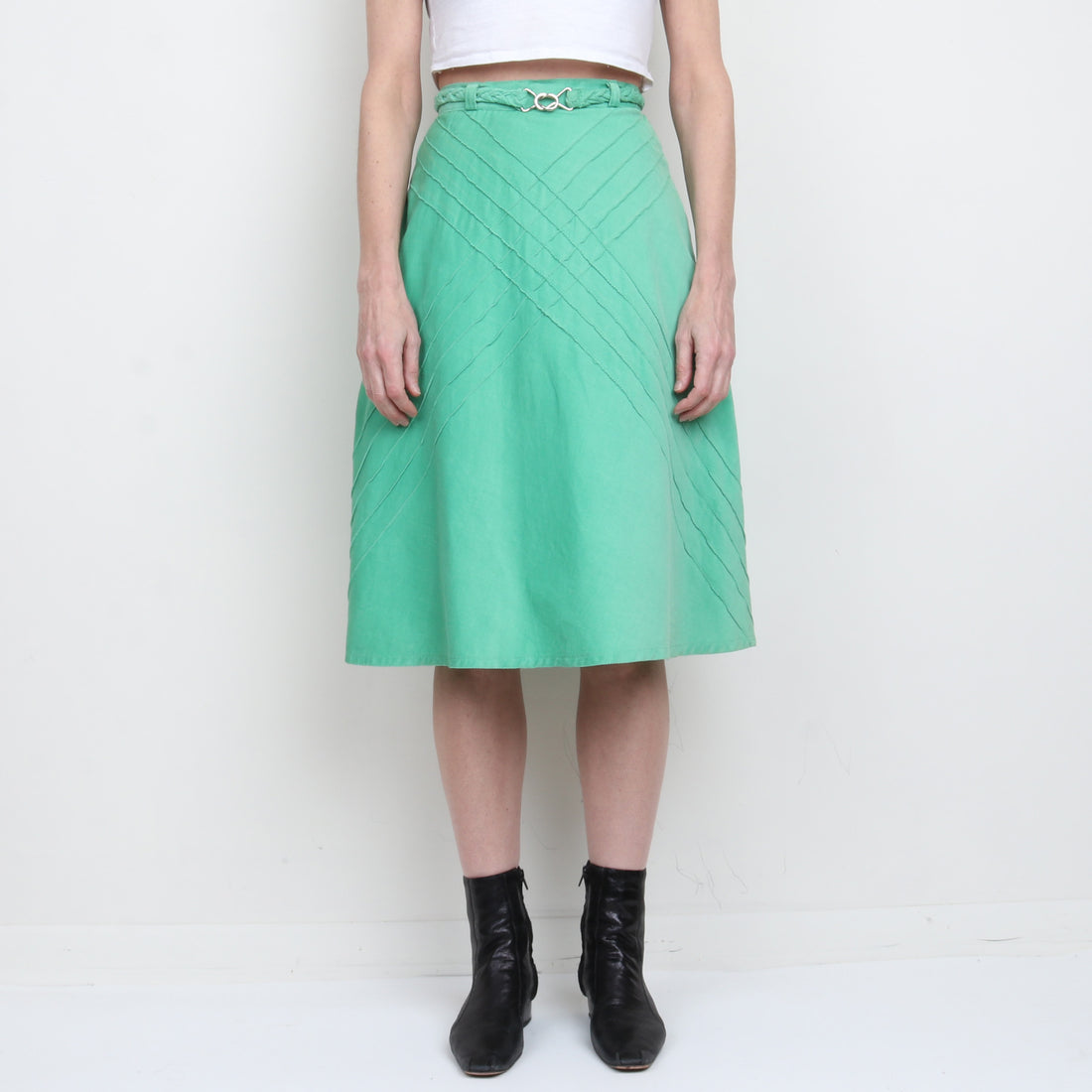 70s Green Corduroy Midi Skirt