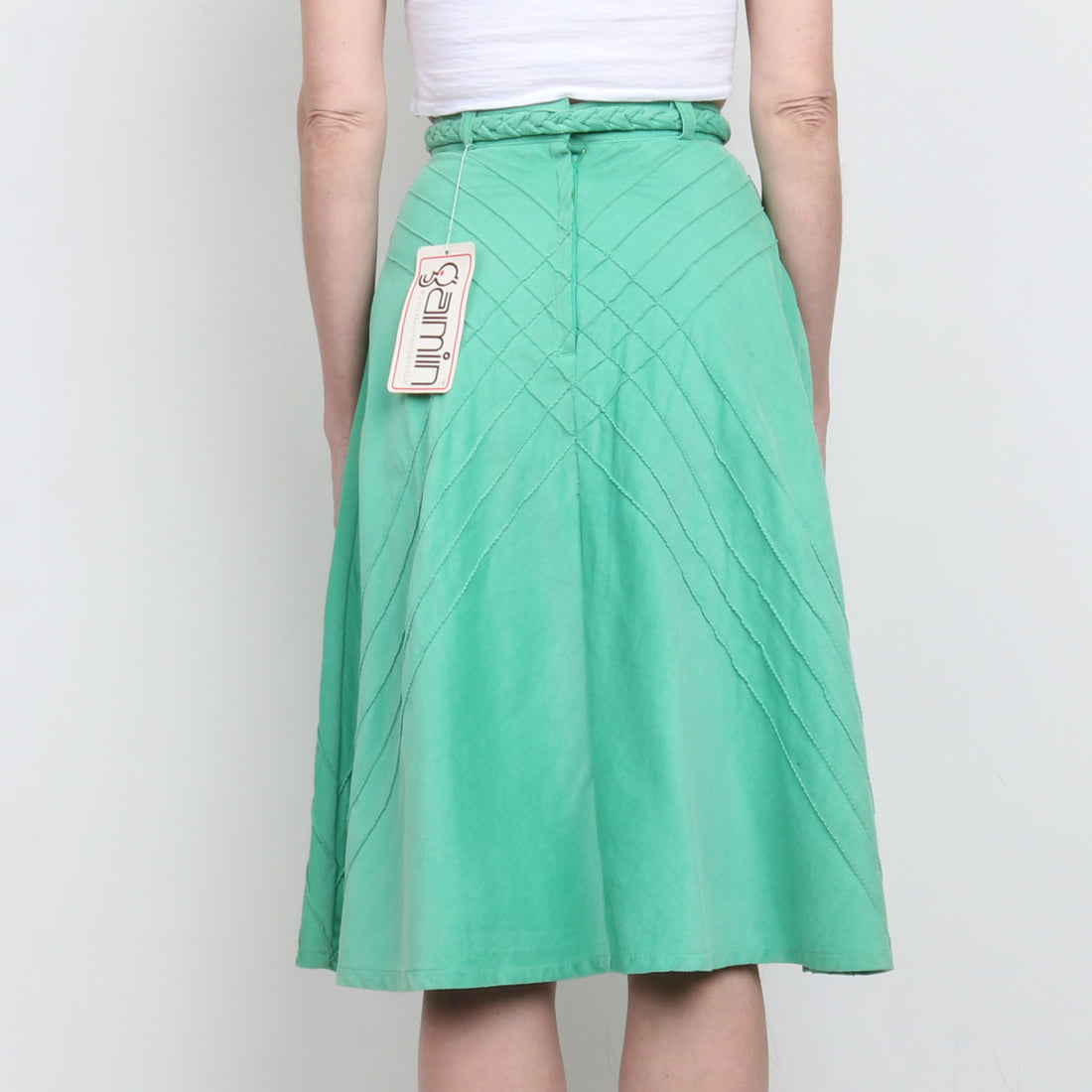 70s Green Corduroy Midi Skirt