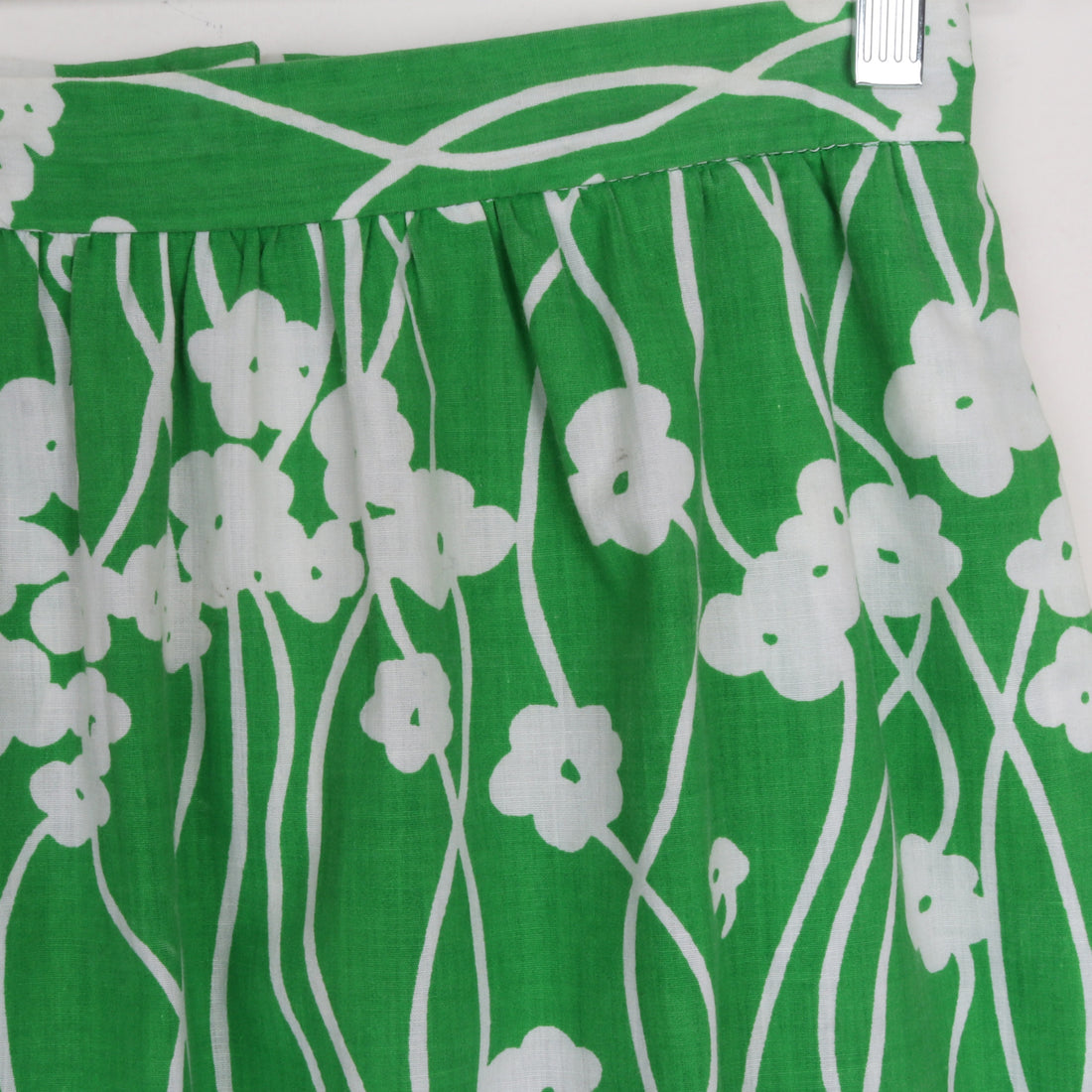 70s Green Floral Midi Skirt