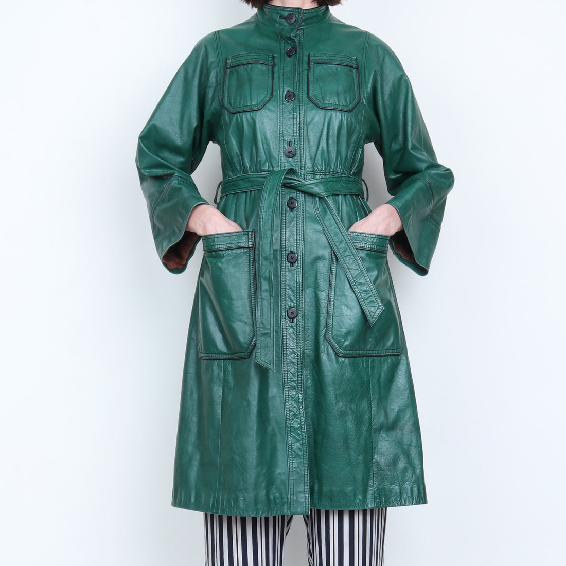 Green Leather Trench Coat
