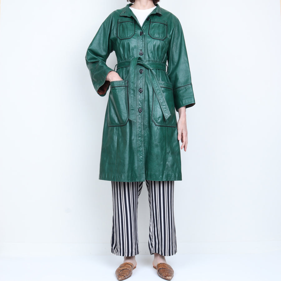 Green Leather Trench Coat