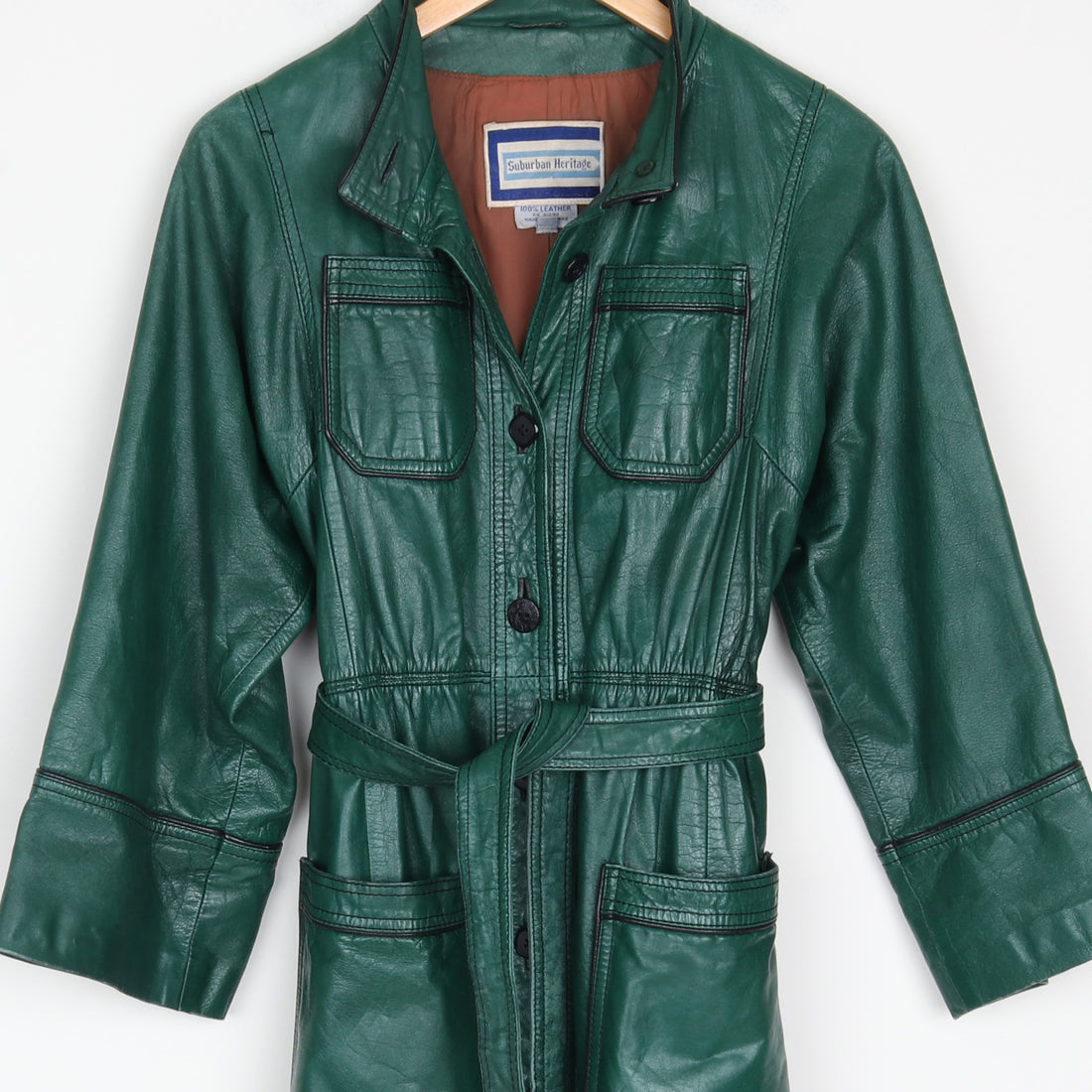Green Leather Trench Coat