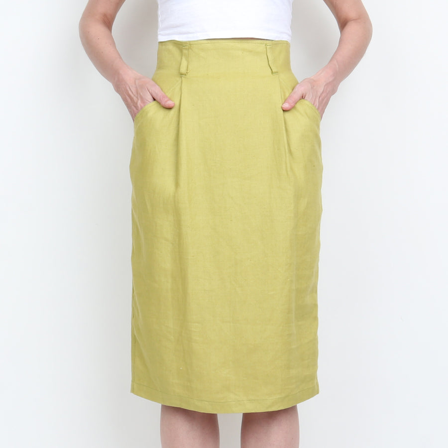 Chartreuse Linen Skirt