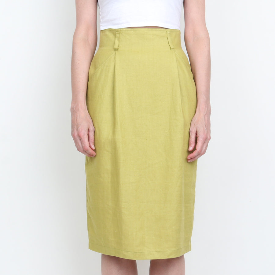 Chartreuse Linen Skirt