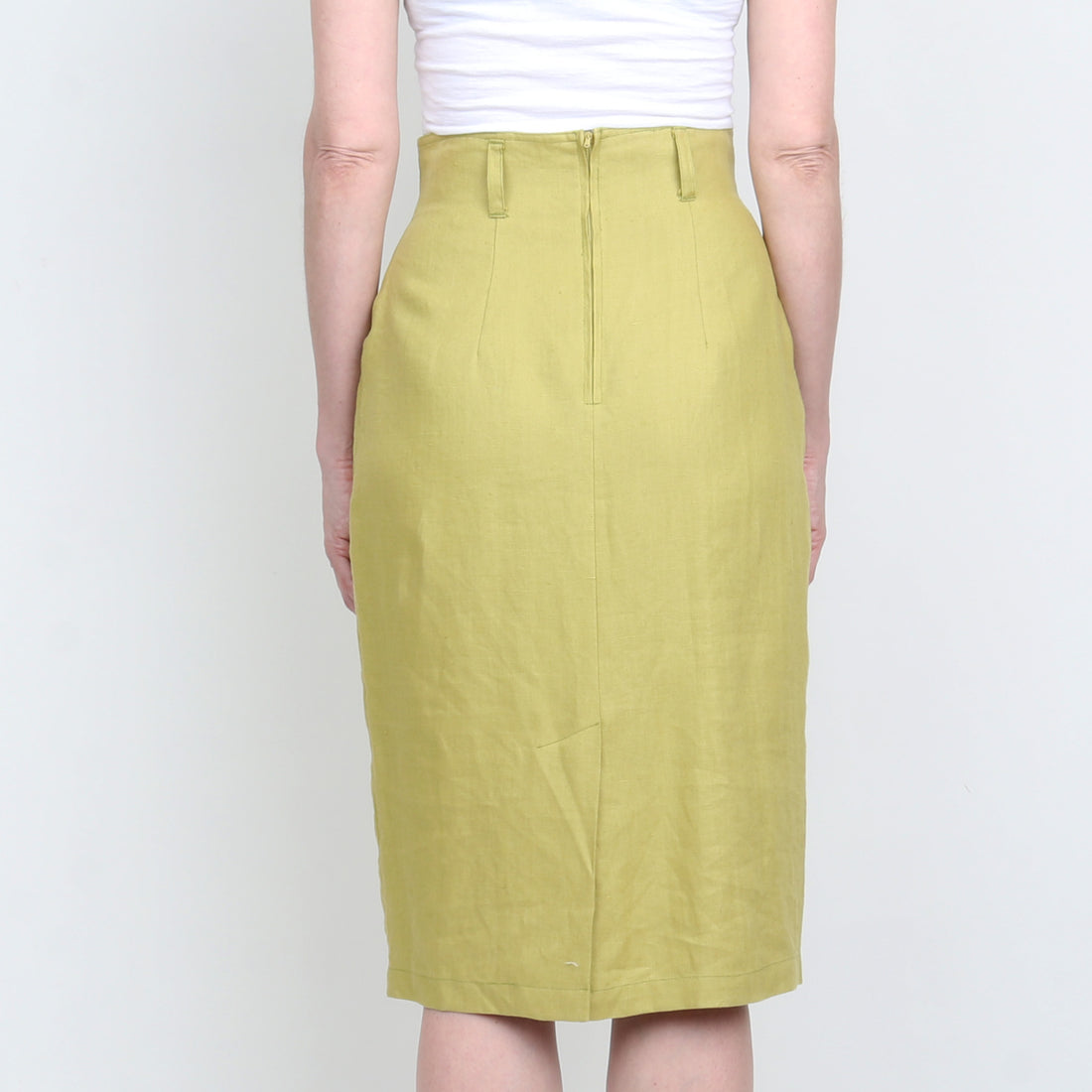 Chartreuse Linen Skirt