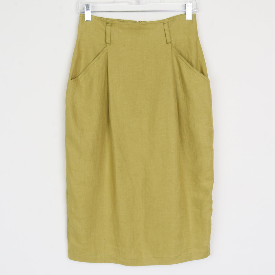 Chartreuse Linen Skirt