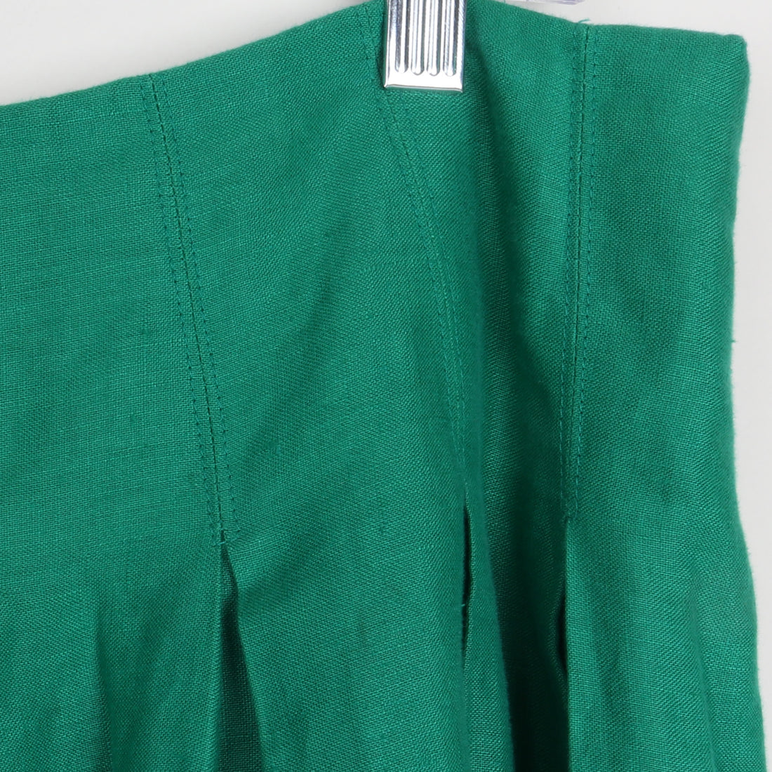 Green Linen Midi Skirt L