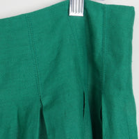 Green Linen Midi Skirt L