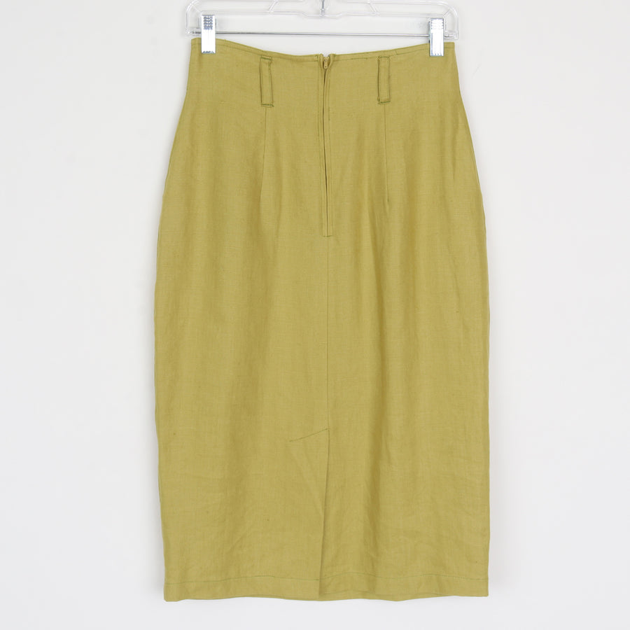 Chartreuse Linen Skirt