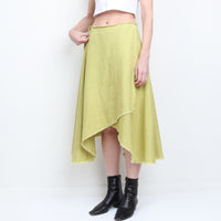Chartreuse Linen Wrap Skirt L/XL