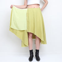 Chartreuse Linen Wrap Skirt L/XL